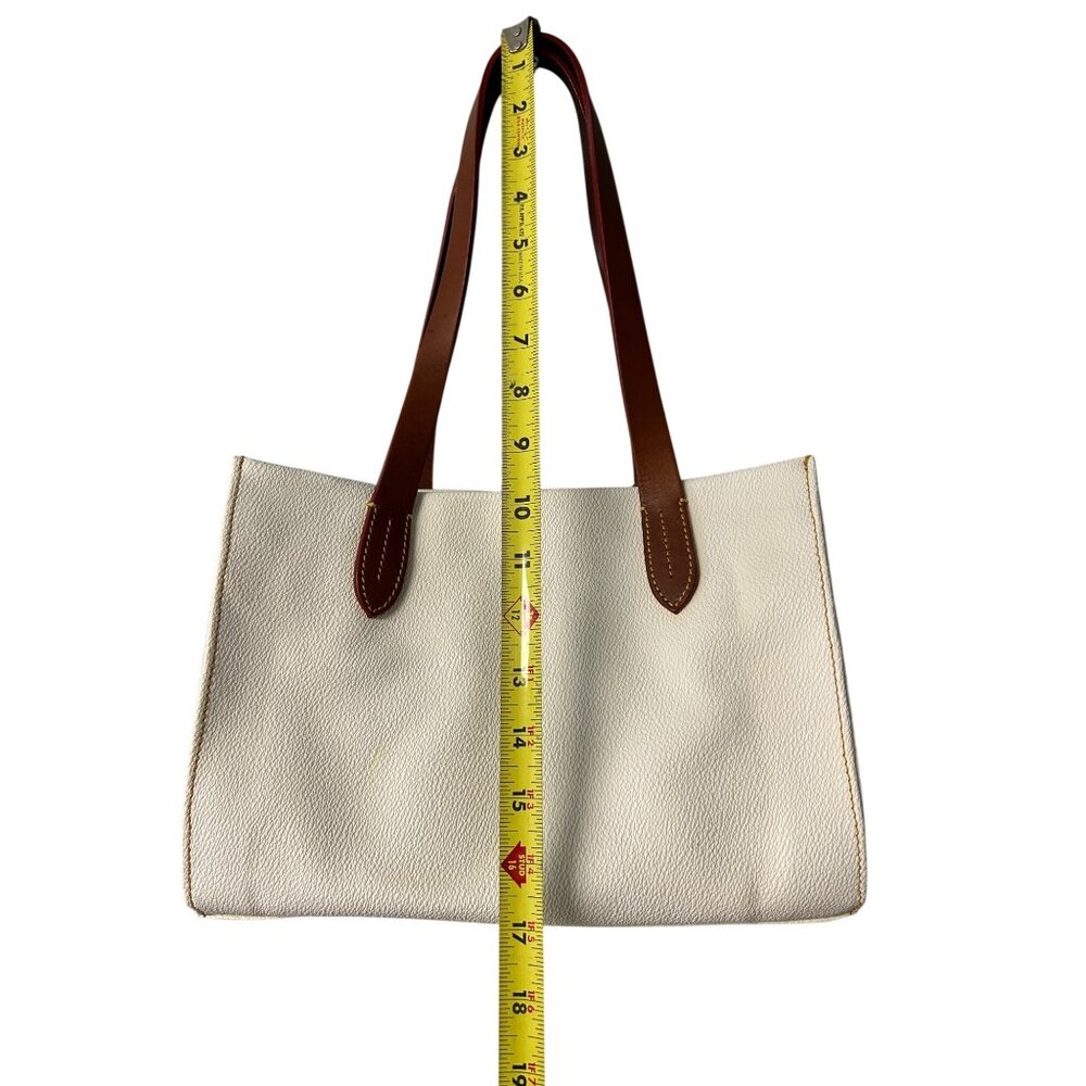 Dooney & Bourke White and Brown Leather Tote - Picture 15 of 16